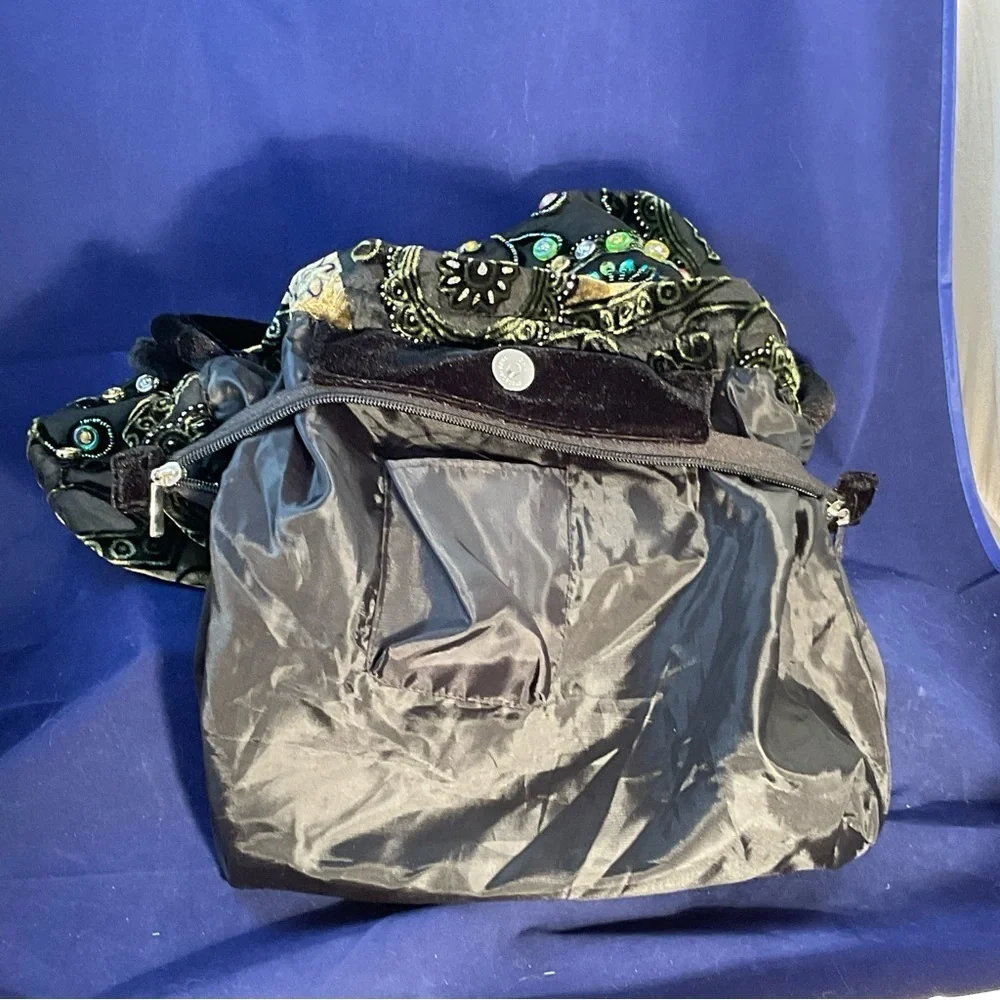 Rare Boho Vintage Beaded Velvet Evening Bag Embroidered Floral Jewel Purse